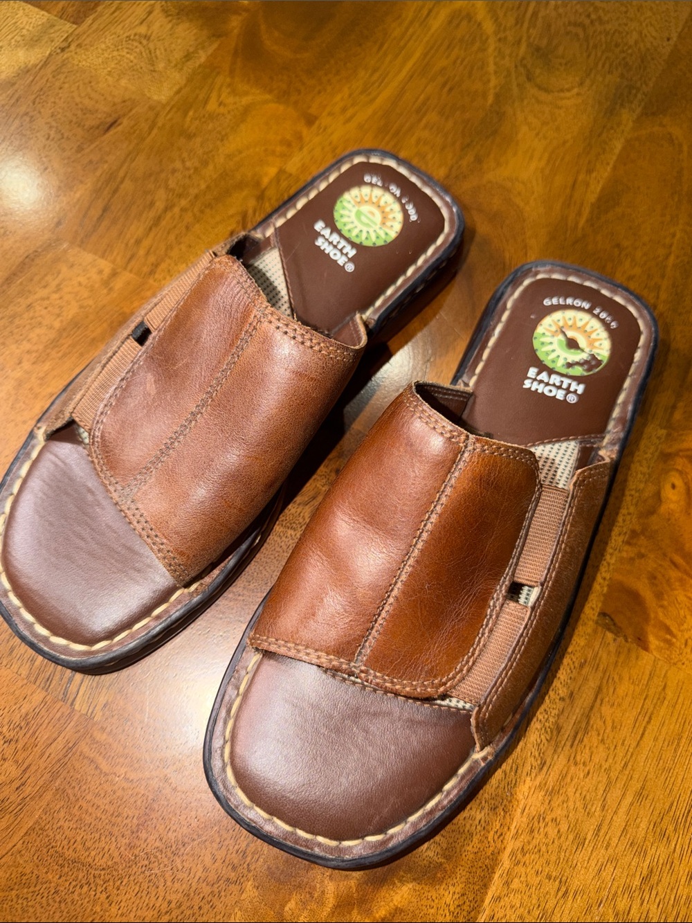 Earth Shoes Women's Brown Leather Slip-On Sandals